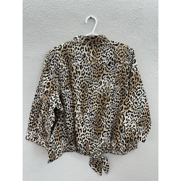 Chicos Womens Shirt Size 4 Brown Effortless Leopard Luxe ButtonUp 3/4 Sleeve NWT - Picture 8 of 13